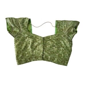 Boho Saree Top Cap Sleeve Floral Embroidery Indie Bollywood Hippie Size XS